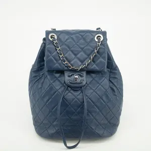 Pre-owned CHANEL Matelasse Caviar Skin Backpacks Navy Blue Backpack #1302