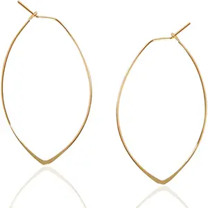 Marquise Threader Big Hoop Earrings for Women - Hypoallergenic and Safe for Sensitive Ears - Plated in 18k Gold or 925 Sterling Silver