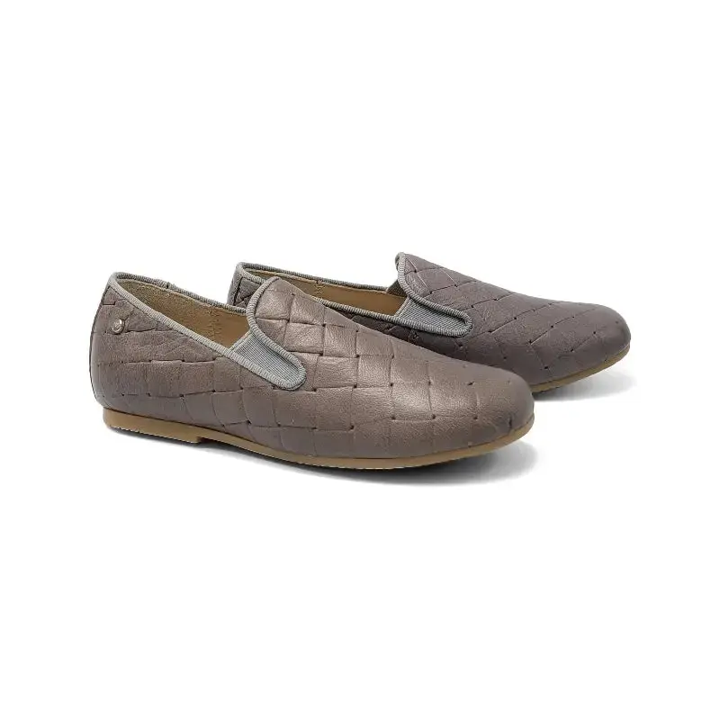 Manuela De Juan Grey Weave Smoking Shoe