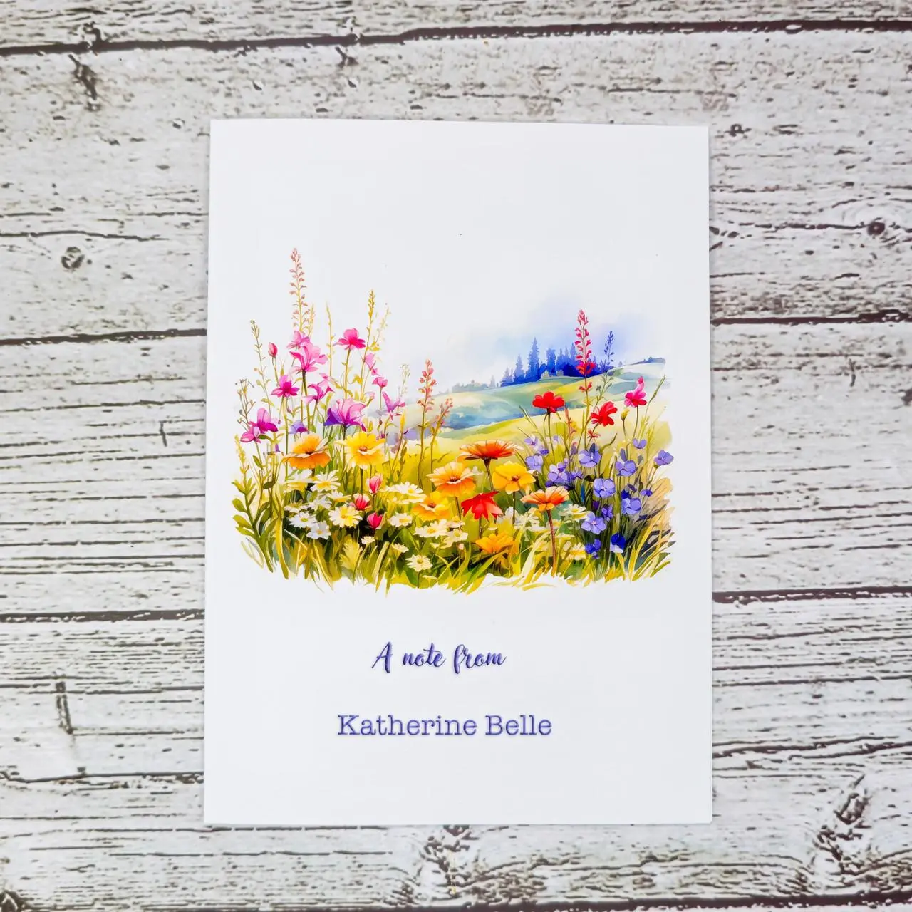 Personalized Notecards with Envelopes Wildflower Meadow High-Quality Linen Paper Folded 4.5 x 6.25 Inches for Thank You Notes Birthday Cards & More stationery supplies watercolor