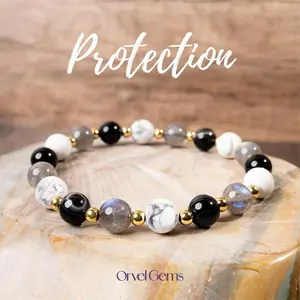 Shield Labradorite Premium Gemstone Protection Crystal Bracelet - Perfect for Men, Women, Couples, and Friends | Ideal for Daily Wear, Meditation, Gift