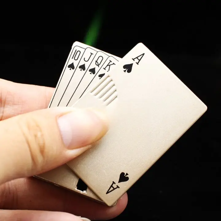 Cards Lighter - Green Flamed Ace Design, Easy to Light Candles, Fun Fidgeting Feature, Ideal for Conversations and Fun