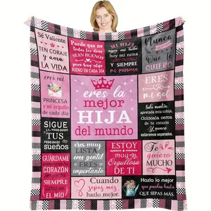 Vintage Spanish Love Letter To Daughter Flannel Blanket - Four Seasons Soft Sofa Blanket, Digital Print, Craft, Perfect Gift For Birthdays And Holidays - 100% Polyester, 200-250Gsm