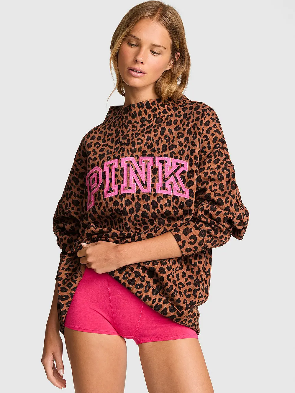 PINK Campus Fleece™ Oversized Mock-Neck Sweatshirt