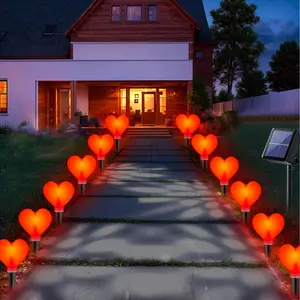 Pathway Lights Decor, Path Lighting, Solar Garden Lights, Solar Patio Lights, Valentine's Day Decoration, 5pcs/set, Waterproof Heart-Shaped Solar Lights Outdoor