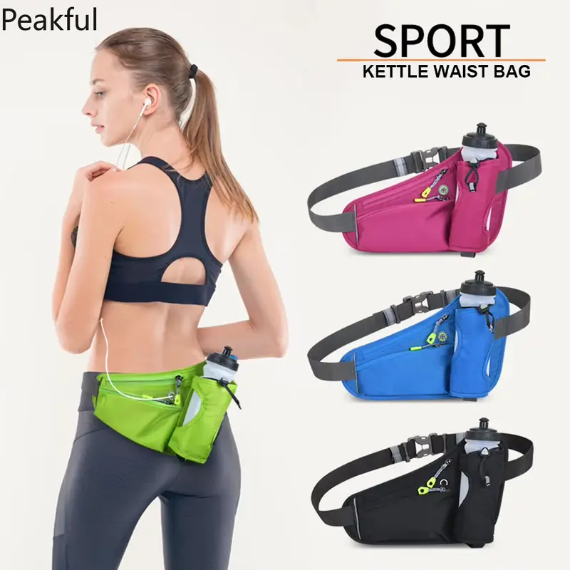 Outdoor Running Waist Bag with Water Bottle Pouch, Waterproof Adjustable Sports Fanny Pack, Multi-purpose Lightweight Belt Bag, ergonomic bounce-free design, great for jogging, cycling, travel and everyday outdoor use