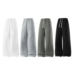 Men's Soft Fleece Wide Leg Sweatpants Drawstring Elastic Waist Loose Fit Trousers with Side Pockets Perfect for Casual Daily Wear and Cozy Loungewear