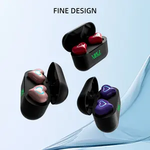 Fine Design Smart Noise Cancellation  Earbuds Wireless Earbuds with LED Battery Display Cute Heart-Shaped  Earbuds for Girls Perfect for Running Wor Watching Movies Or GamingA Valentine's Gift for Boyfriend