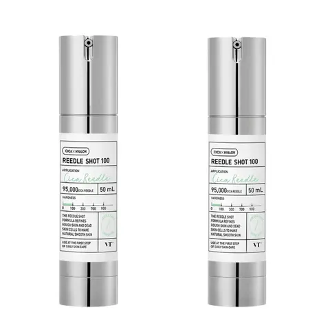 2 Pack VT Shot 100, CICA Reedle Spicule Microneedling Serum for Pore Care & Exfoliation, Exosome, Centella Asiatica for Glass Skin, Skin Texture, Korean Liquid Skin Booster (1.69 Fl Oz / 50ml)