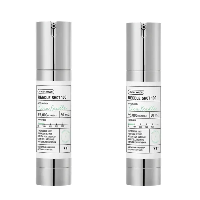 2 Pack VT Shot 100, CICA Reedle Spicule Microneedling Serum for Pore Care & Exfoliation, Exosome, Centella Asiatica for Glass Skin, Skin Texture, Korean Liquid Skin Booster (1.69 Fl Oz / 50ml)