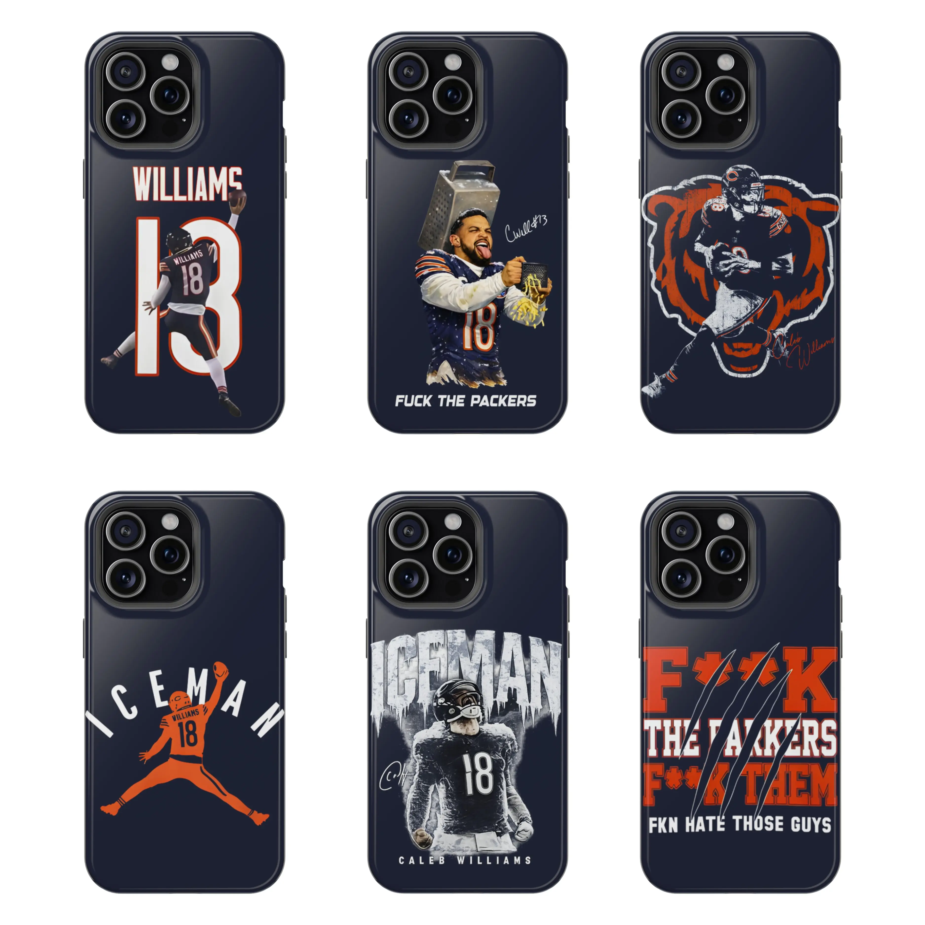 Caleb Williams "Cheese Grater" Phone Case , Iceman Phone Case, Shockproof Case Cover Compatible With iPhone 16 15 14 13 12 11 Pro Max X XS, Galaxy S25 S24 S23 S22 Ultra, Gift For Fans