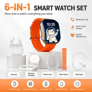 Smart watch Kit with Bluetooth Headphones, Type-C Cable & Audio Support – Compact All-in-One Bundle