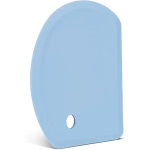Silicone Dough Scraper with Stainless Steel Blade, Curved Edge Flexible Bowl Scraper for Baking, Food-Grade Silicone Countertop Scraper for Sourdough Bread Fermentation Basket, 5.98inch * 4.3inch , Blue