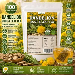 LVSEFOD Premium Dandelion Root And Leaf Tea Bags, 7.05 Oz (2G X 100 Bags), Made with Natural Dandelion And Corn Fiber. This Herbal Tea Is Perfect for Afternoon Tea. A for healthy Tea Bag, Free of Additives And Caffeine, It'S an Ideal Gift for Health