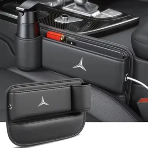 PU Leather Car Seat Gap Storage Box, Compatible with Mercedes-Benz Models, Durable & Easy Clean, Multifunctional Car Interior Accessory, Car Console Organizer