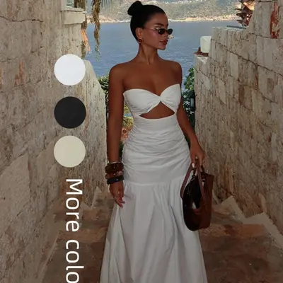 White Dress Women Strapless TikTok Shop - Main Image