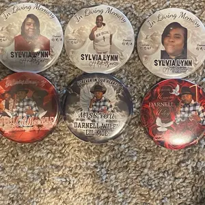 In Loving Memory Buttons Pins Featuring Sylvia Lynn Anderson & Darnell Wiley Lil Moe Personalized Memorial Pins