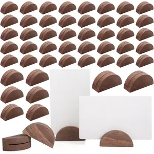 50 Pcs Wooden Table Number Stands Semicircular Wedding Place Card Holders for Table Numbers Name Tag Restaurant Menu Birthday Party & Event Decor