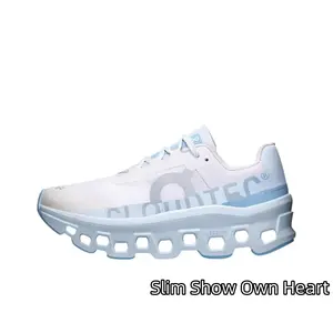 White Light Blue Contrast Running Sneakers for Men Women, Breathable Mesh Upper, Wave Hollow Shock Absorbing Midsole, Non Slip Rubber Outsole, Lightweight Athletic Shoes for Jogging, Workout, Walking & Daily Casual Wear