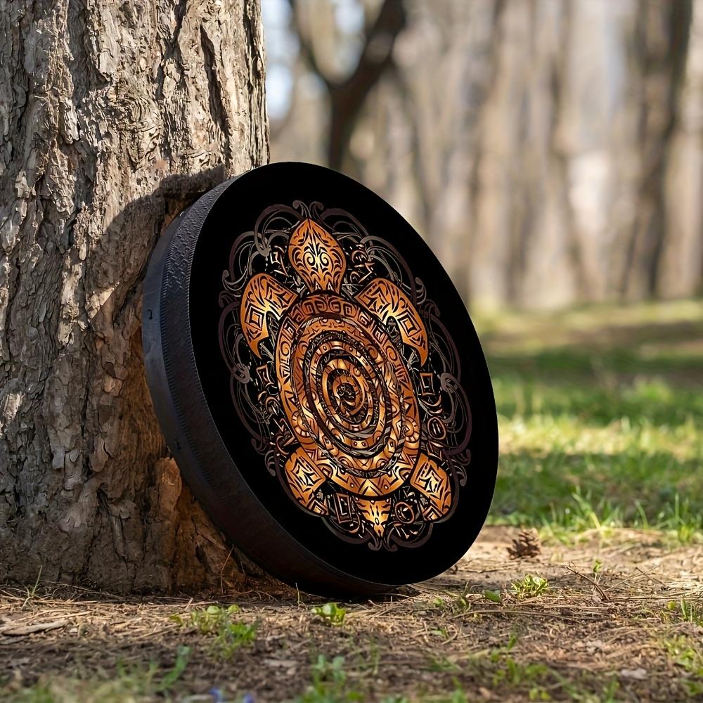 Mandala Frame Drum with Protective Shell & Wall Art Black Nylon Shamanic Drum for Sound Healing Spiritual Music and Meditation Durable Mandala Pattern Drums
