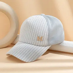 Letter M Decor Baseball Cap Trendy Solid Color Mesh Dad Hats Lightweight Breathable Trucker Hats For Women daily use Spring & Summer