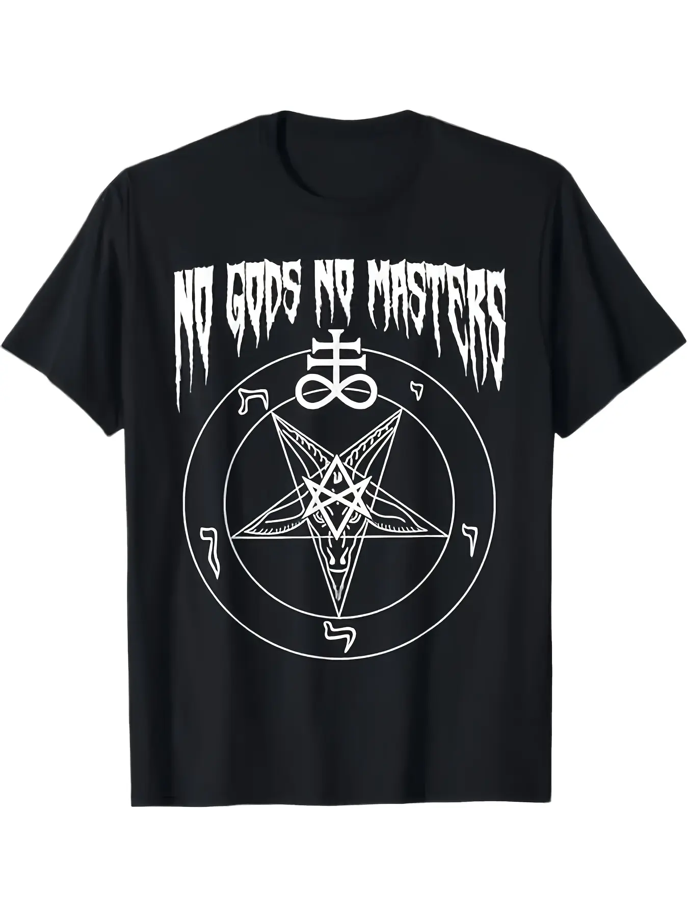 No Gods No Masters Satan Baphomet T-Shirt - 100, B unisex soft cotton short sleeve t shirt, vintage graphic casual tee for men women teens, perfect birthday holiday gift for camping travel gym daily street  wear