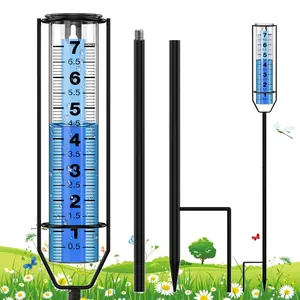 Upgraded Rain Gauge  7" Freeze Proof Outdoor Best Rated Large Clear Numbers and Adjustable Height Measuring Tool for Garden Lawn Farm