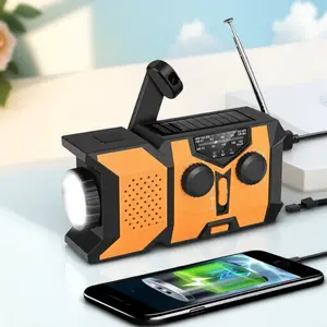 Emergency Hand Crank Solar Powered Radio, AM/FM/NOAA Weather Alerts, 2000mAh Battery, LED Flashlight, SOS Alarm, Outdoor Survival Gear for Camping, Hiking, Emergency Preparedness, Safety Gift Idea.