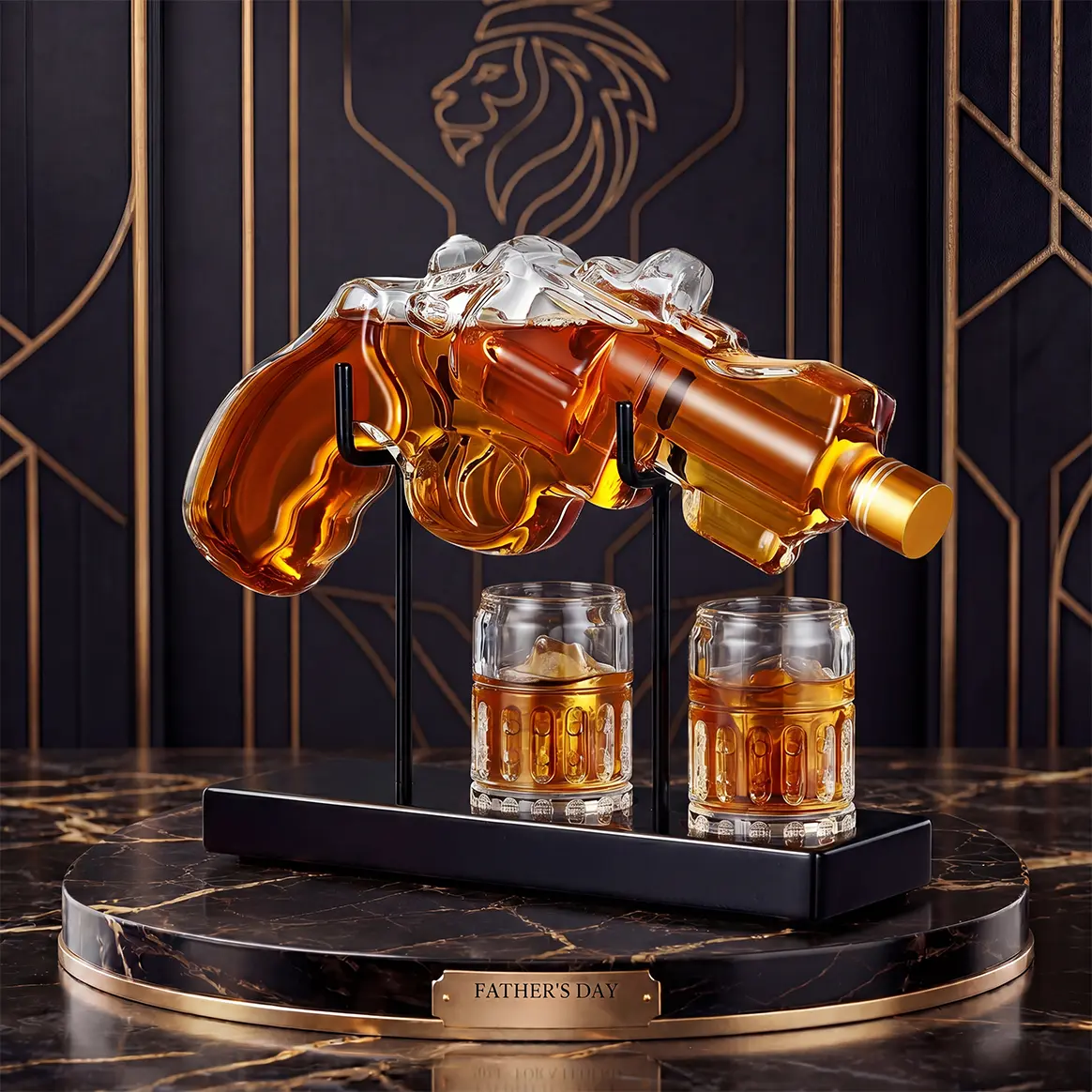 Man Cave Bar accessories, Whiskey Decanter Set with Shot Glass, Cool Anniversary Birthday Gift Ideas for Men Women, Funny Military Retirement Present, Home Bar Drinking Party  Bottle Container Utensils Traditional Classic Mug