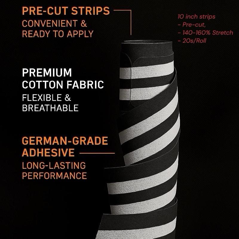 Synapex Tape - KT Performance Tape - Sleek Stealthy German-Engineered Stick Waterproof Durability for Athletes - Unisex Wrist Wraps