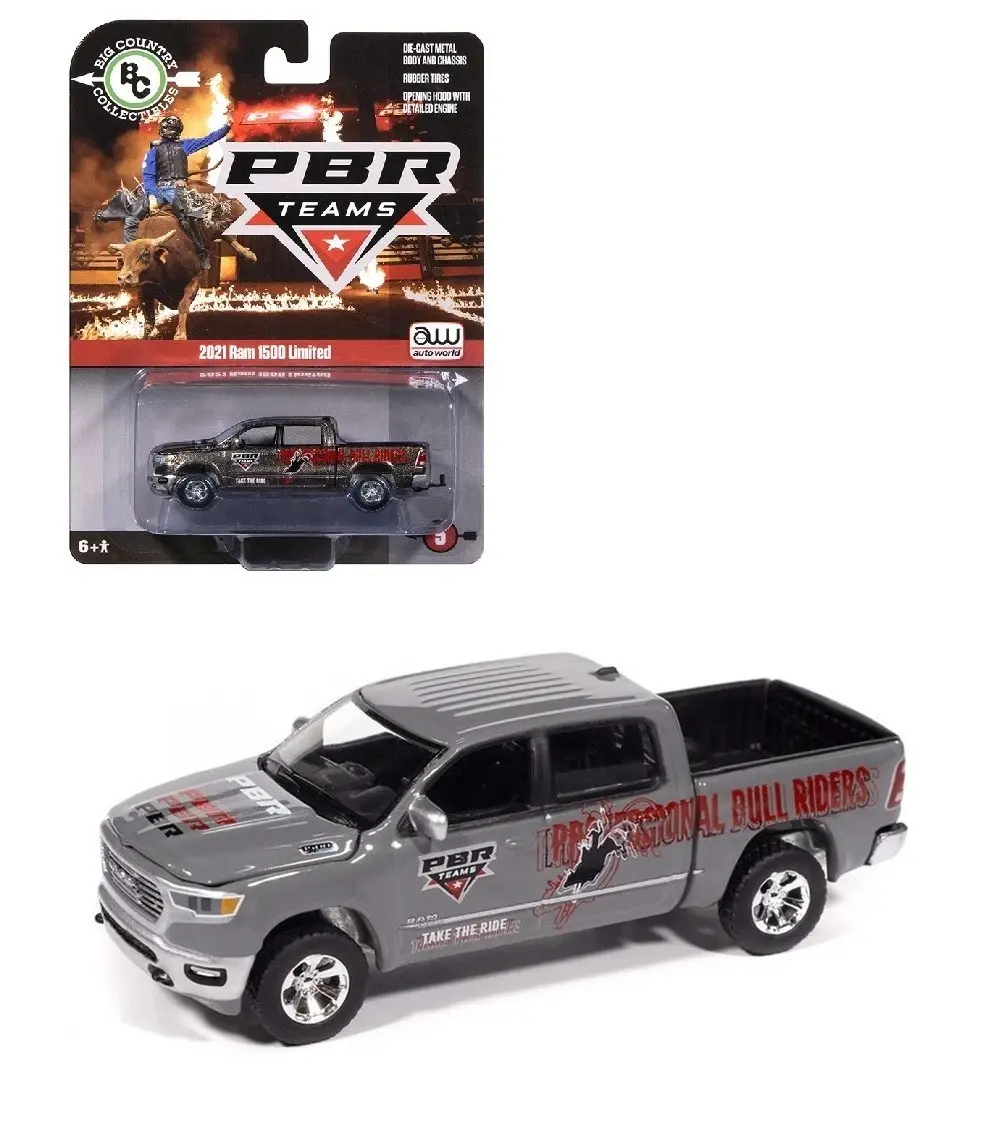 AUTO WORLD 2021 RAM 1500 LIMITED PICKUP "PBR" TEAM 1:64 DIECAST DIECAST MODEL AWSP202-5E