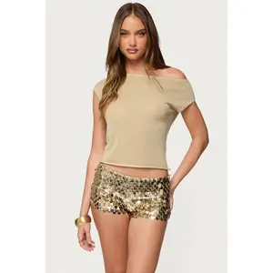 Holly Glitter Off Shoulder Top