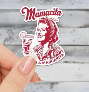 Mamacita Needs A Margarita Vinyl Sticker - Retro Tequila Pin Up Meme ,Laptop Water Bottle Decal Sticker