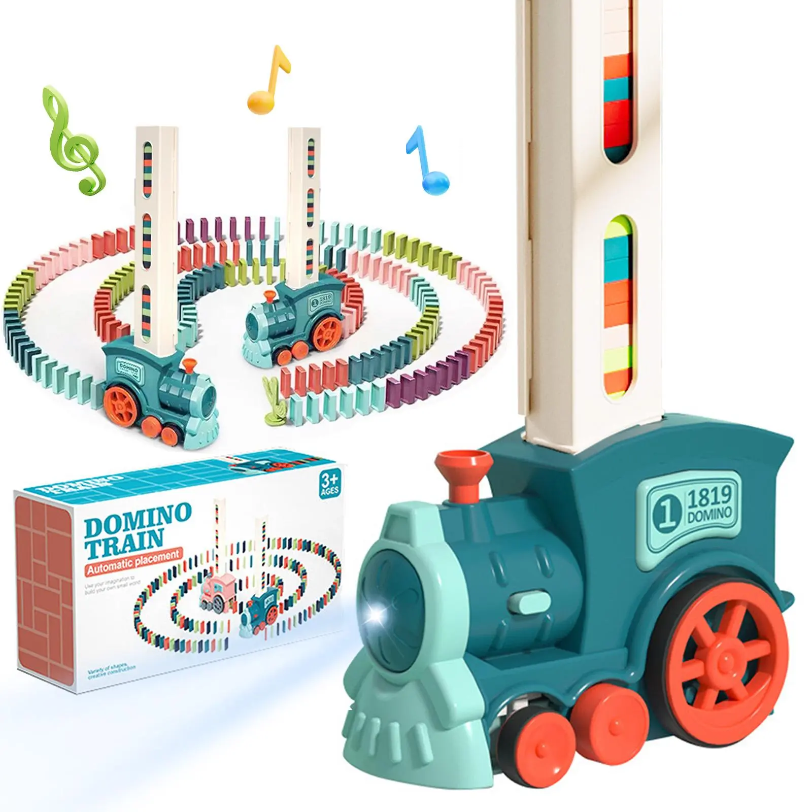 Children's domino train toy set, automatic domino building and stacking creative games, early education birthday gift for boys and girls aged 3,456.