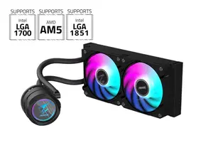 AORUS WATERFORCE II 240 Liquid CPU Cooler, 240mm Radiator with 2x 120mm low noise ARGB Fans, compatible with Intel LGA1700, 1851 and AMD AM5 (GP-AORUS WATERFORCE II 240 G2)
