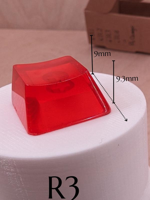 ResinKeyWorks Red-Orange Blank 1U Accent Keycaps, Transparent Hand Polished Resin OEM Caps with MX stems