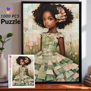 Elegant Floral Girl Portrait 1000 Pieces Jigsaw Puzzle Relaxing Family Game for Brain Exercise Stress Relief Artistic Vintage Style Challenging Adult Puzzle Beautiful Wall Décor Creative Gift for Friends and Seniors 27.5x20inch 70x50cm Jigsaw Puzzle