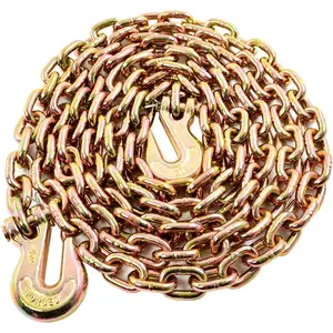 1/2 Inch x 16  Transport Binder Chain G80 Safey Tow Chain with Grab Hooks 12000 Lbs Safe Work Load for Transporting Towing Tie Down Binding Equipment