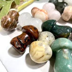 10 Counts Different Material 1.5 Inch Mushroom Crystal Clear Quartz Rose Quartz Larvikite Red Obsidian Amethyst Healing Stone Home Decoration