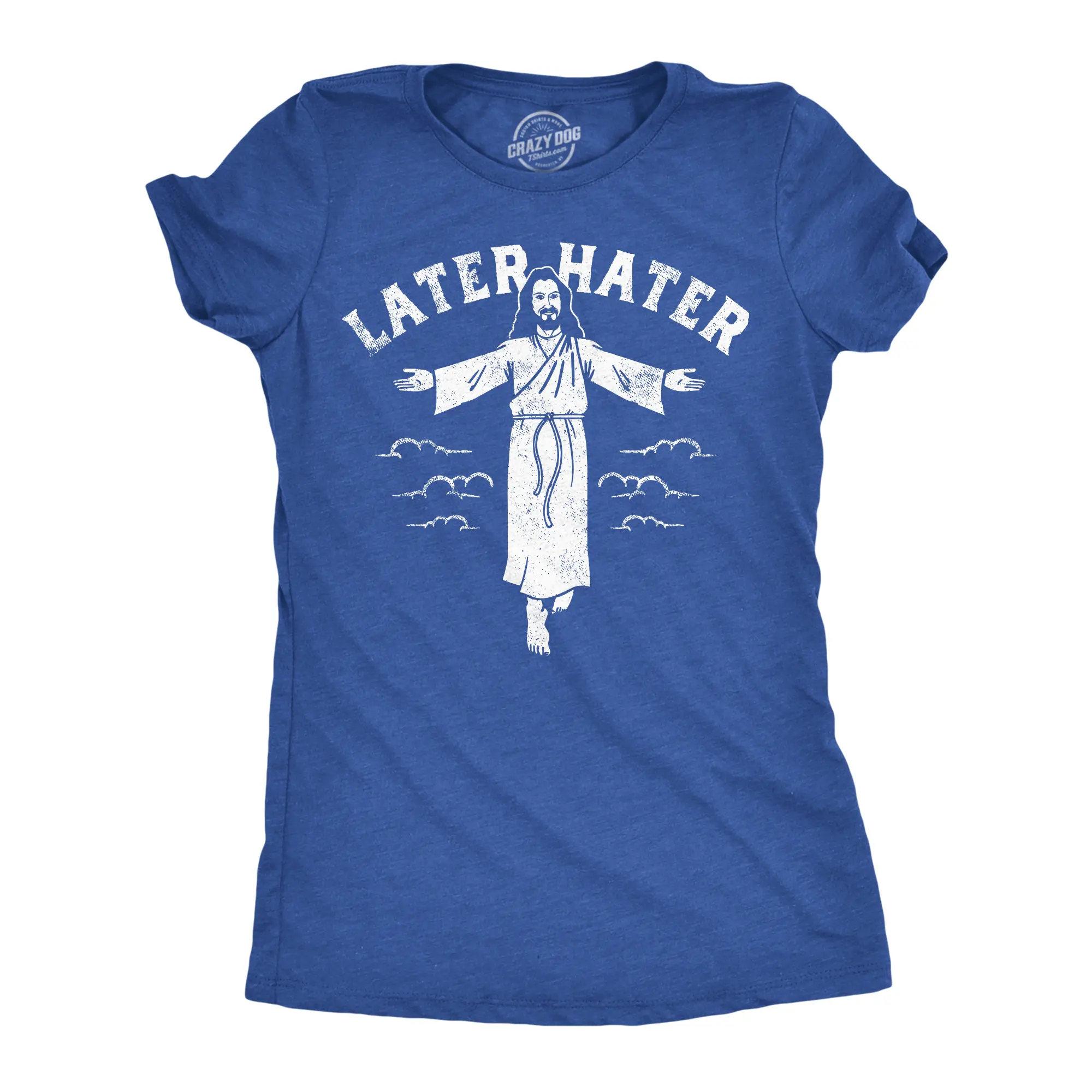 Womens Later Hater Funny Jesus Graphic Tee Sarcastic Christian Tee for Ladies Funny Womens T Shirts Cute Vintage Fashion Casual Ladies T-Shirt Gift Easter Tops for Women Funny Religious Top Women's Novelty Tees Royal -