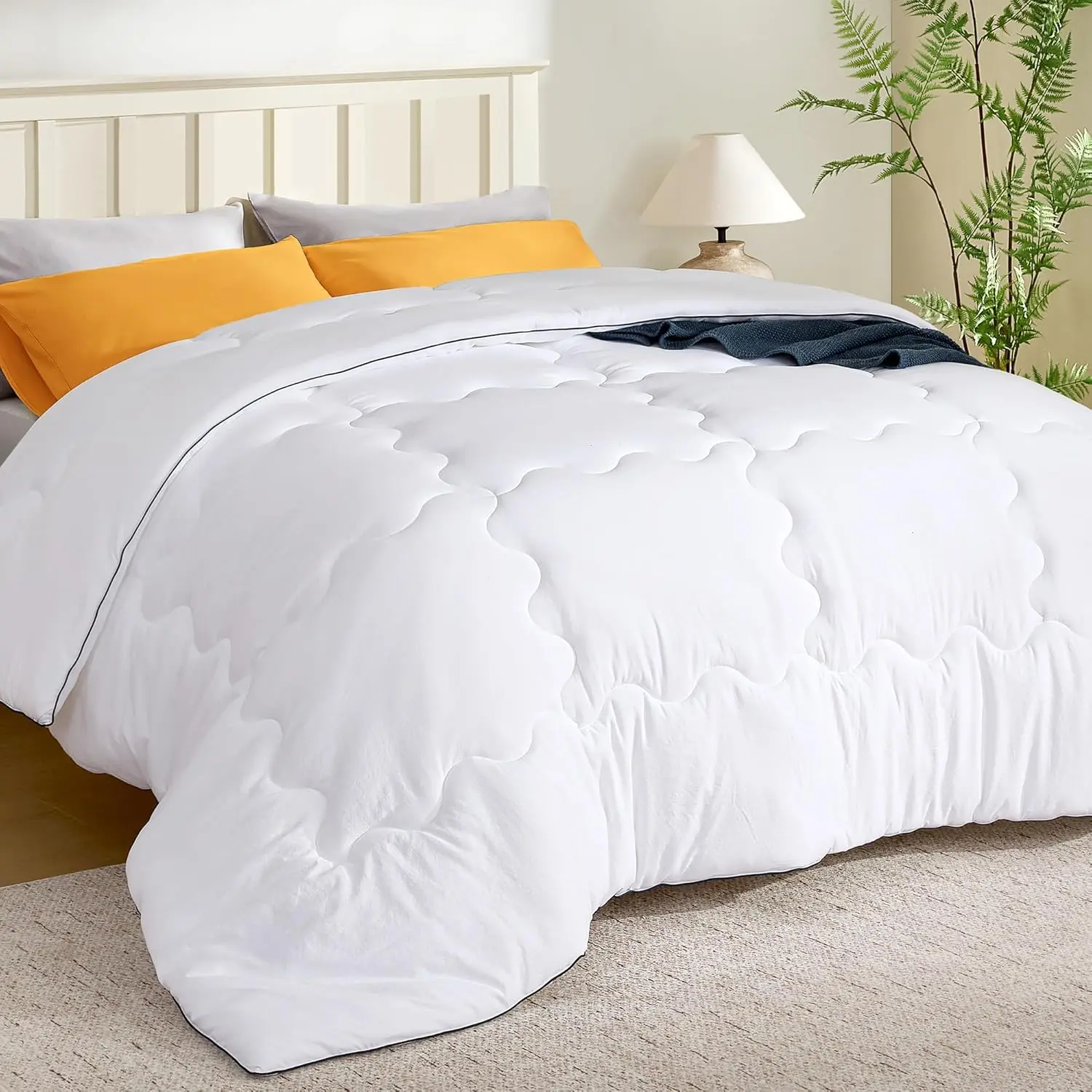 King Comforter Duvet Insert - All Season Down Alternative Quilted Bedding, Soft Lightweight with 4 Corner Tabs, Machine Washable King Size Bed Comforter, White 90 x 102 Inches