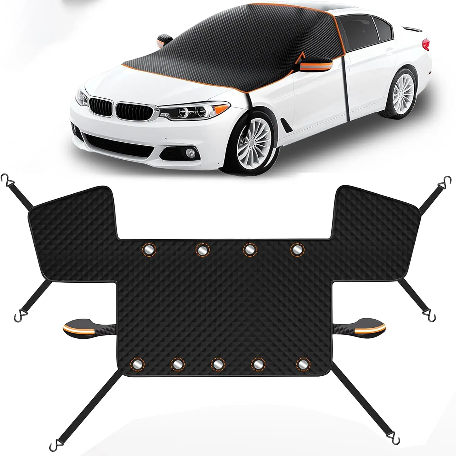 Large Windshield Cover for Snow,114'' x 47'' Thickened Weatherproof Front Windshield Protector with Side Mirror Covers, Universal Winter Windshield Cover for Ice, Frost, Snow #Black Friday & Cyber Monday