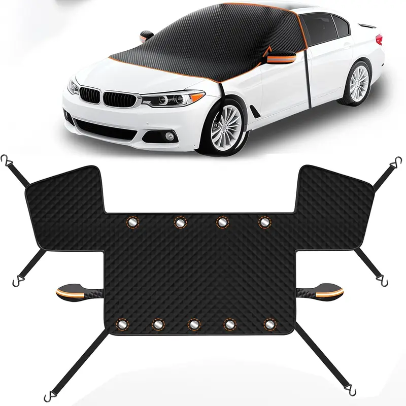 Large Windshield Cover for Snow,114'' x 47'' Thickened Weatherproof Front Windshield Protector with Side Mirror Covers, Universal Winter Windshield Cover for Ice, Frost, Snow #Black Friday & Cyber Monday