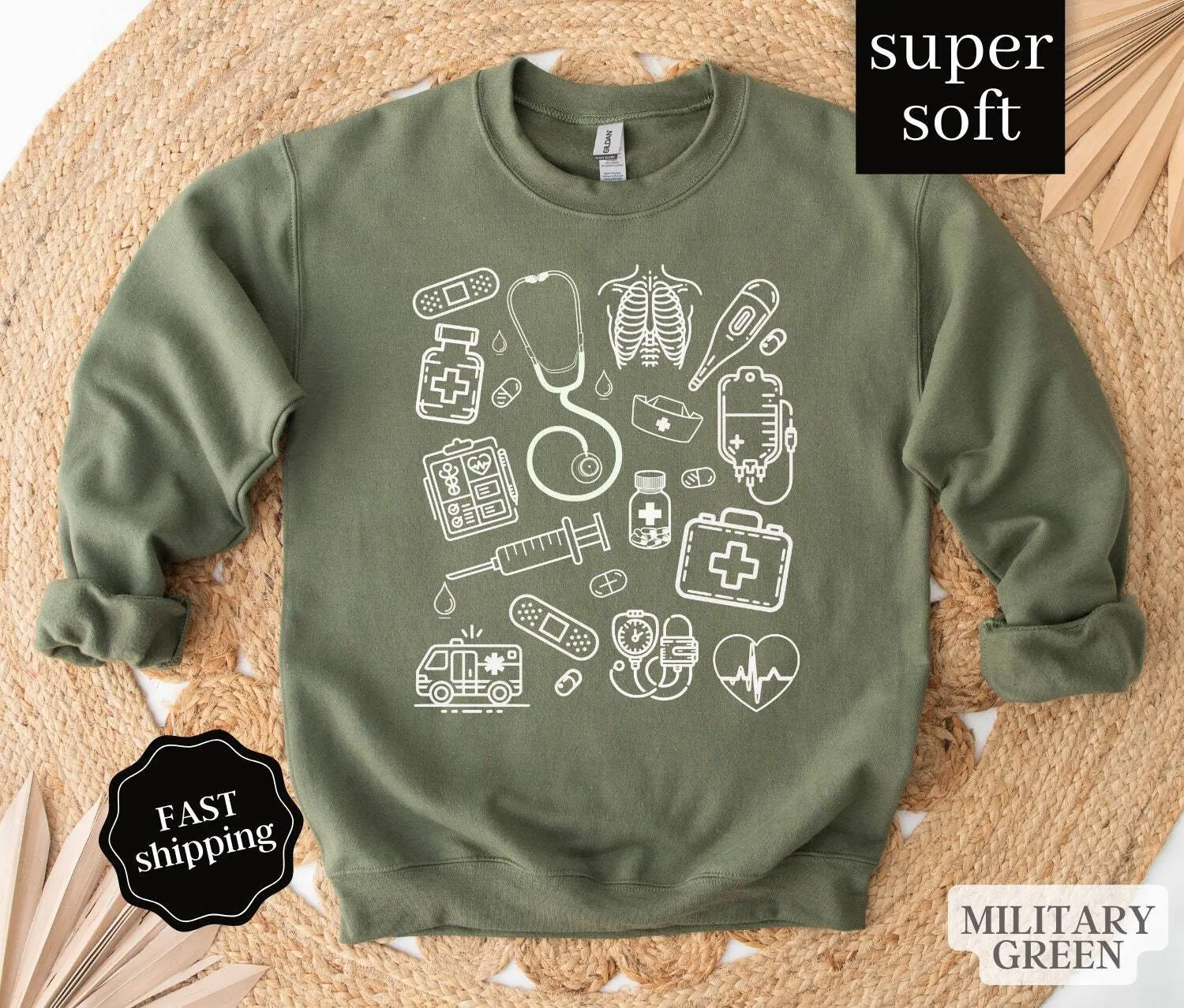 Nurse T-Shirt / Sweatshirt , RN , Medical ,  Healthcare Essentials , Nursing Medium Womenswear Oversized Tops Casual