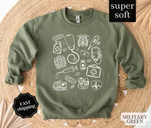 Nurse T-Shirt / Sweatshirt , RN , Medical ,  Healthcare Essentials , Nursing Medium Womenswear Oversized Tops Casual