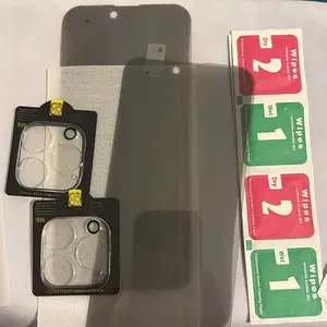 2pc Tempered Glass Privacy Screen Protectors with Back Camera Protectors- includes Dry & Wet Wipes for Enhanced Protection