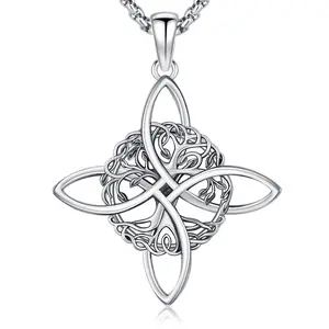 Sebina Witches Knot Necklace Tree of Life Pendant Intricate Weave Design Spiritual Symbol Jewelry Unique Irish Heritage Accessory For Culture Fans Gifts Timeless Piece