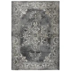 Panache PN6972 Gray/Black Power Loomed Rug - Rizzy