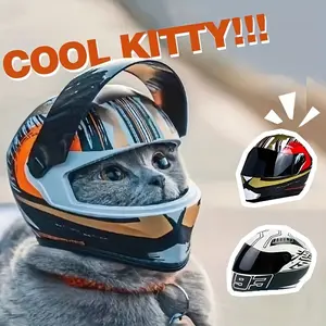 PVC Mini Motorcycle Cap, Cool Kitty Cat Motorcycle Helmet, Safety Helmet for Cats, Specialty Pet Motorcycle Helmet
