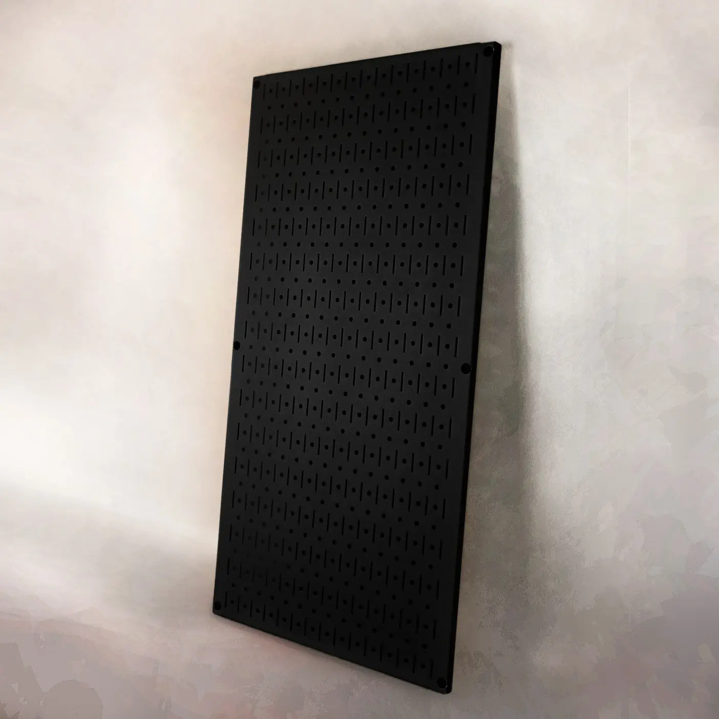 Signature Series Stealth Black Textured Matte Metal Pegboard Panel - Vertical 32in x 16in
